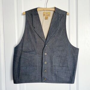 King Ranch • mens pinstriped denim vest blue stripe cotton denim western